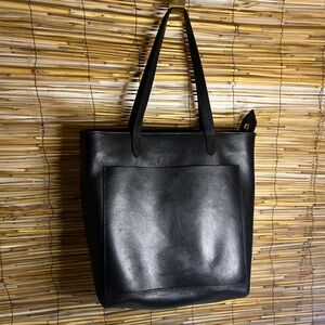 Classic Black Leather Tote Bag